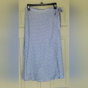 Blue Polka Dot A-Line Wrap Skirt Boho Chic Size M juniors